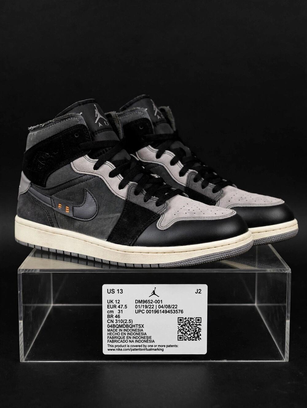 Size 13 Jordan 1 Mid SE Craft DM9652-001 Black Cement Grey Sail